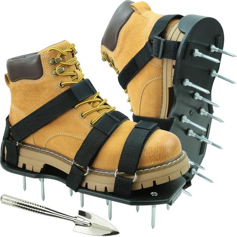 1 Paire - Chaussures Aérateur Pelouse - Scarificateur Manuel - Entretien Gazon Efficace - Semelle Antidérapante - Noir - 48cm (1/5)
