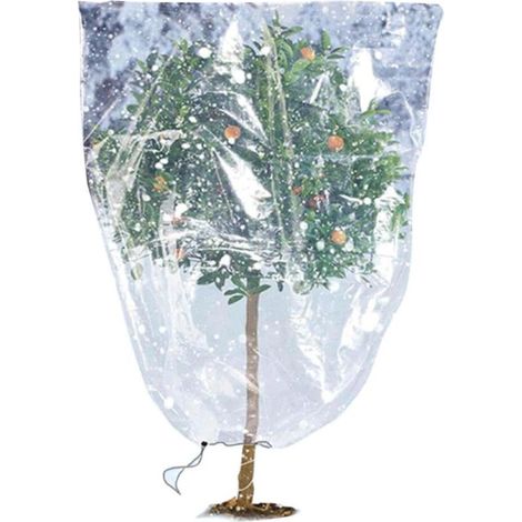 140x200cm Plant Covers Freeze Protection, Clear Plant Shelter, Freeze Plant Film Cover, Pe Freeze Plant Film Cover, Waterproof Greenhouse Cover Bag with Drawstring for Outdoor Garden Plants