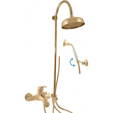 Colonne de douche LABE avec douchette en laiton doré H.102 cm (1/5)
