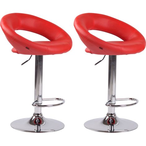 2er Set Barhocker Olinda Kunstleder rot chrom