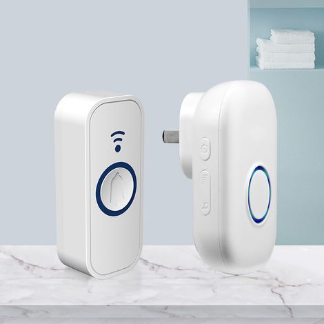 ZOLGINAH Kabellose Außentürklingel, 400 Meter Reichweite, IP65 wasserdicht, 60 Melodien und 5 Lautstärkestufen, Empfänger- und Senderset, LED-Anzeige für Zuhause, Klassenzimmer, Krankenhaus, Hotel – W (1/5)