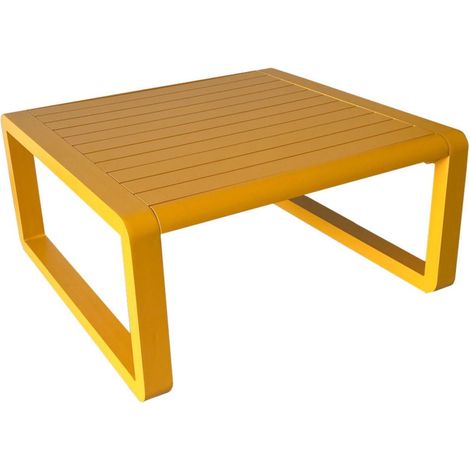 PROLOISIRS Table basse de jardin Tonio miel - Aluminium - 80 x 80 cm - Plateau à latte