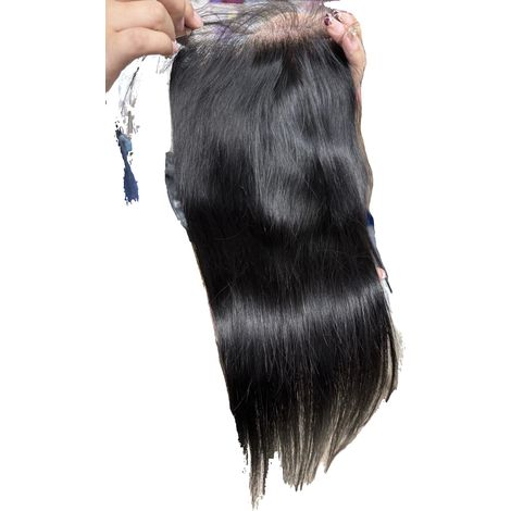 Chiusura in pizzo, texture liscia, attaccatura pre-definita, pizzo 6x6, capelli Remy, 40,6 cm (16 pollici) (1/2)