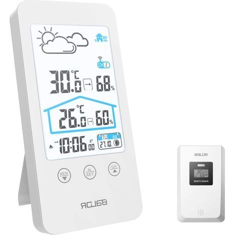 Station Météo sans Fil avec Capteur Extérieur, Thermomètre Hygromètre Intérieur Extérieur, Ecran LCD Couleur, avec Calendrier, Prévisions Météo, ℃/℉ Commutable, Mémoire de Max/Min (1/5)