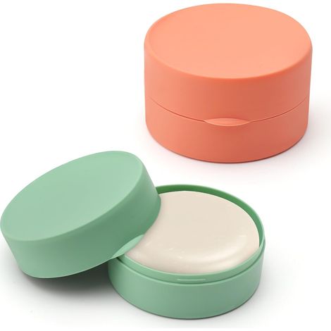 Lot de 2 boîtes rondes en plastique avec couvercle - Petite boîte étanche - Moulin à savon solide - Rangement pour salle de bain, salle de sport (1/5)