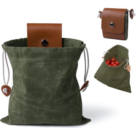 Pochette de cueillette / Sac de récolte pour fruits et légumes — Sac banane multifonction en toile et sac à outils (Vert) (1/5)