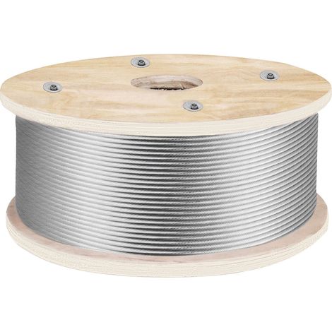 Câble en acier inoxydable 316 de 152 m (500 pi), diamètre 4,76 mm (3/16 po), pour garde-corps et terrasse, construction à 19 torons (1 x 19), résistance à la rupture de 2130 kg (4700 lb), idéal pour e (1/5)
