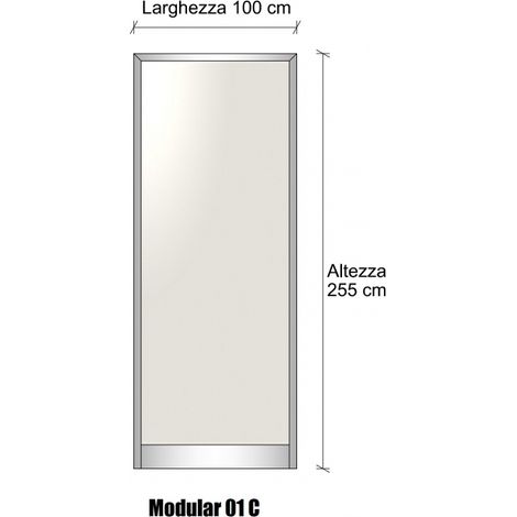 Modulo Continuativo Parete Divisoria in Alluminio e Vetro Opale - H2550xL1000 mm - Colore Grigio Mix ITALFROM (1/3)