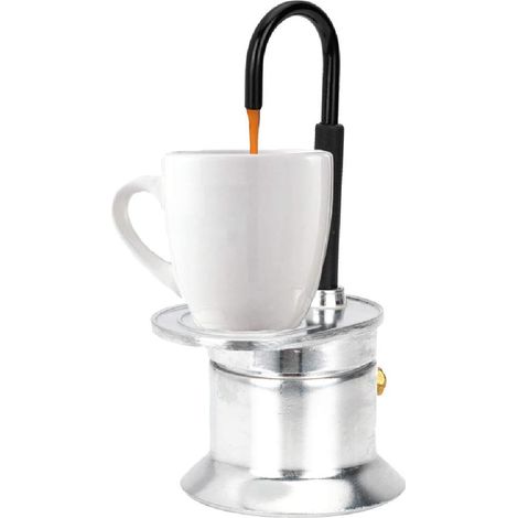 Cafetière italienne Moka 50 ml (1 tasse de café), cafetière italienne portable pour le camping, avec bec verseur en alliage d'aluminium (sans tasses). (1/5)