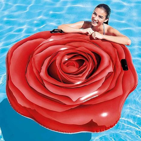 TRADE SHOP - Materassino Isola Gonfiabile Stampa Rosa Rossa Pvc Mare Piscina 137 X 132 Cm - (1/5)