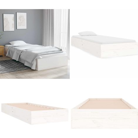 Massivholzbett ohne Matratze Weiß 75x190 cm - Holzbett - Massivholzbette - Kiefernbett - Einzelbett - Jugendzimmer - Home & Living (1/5)