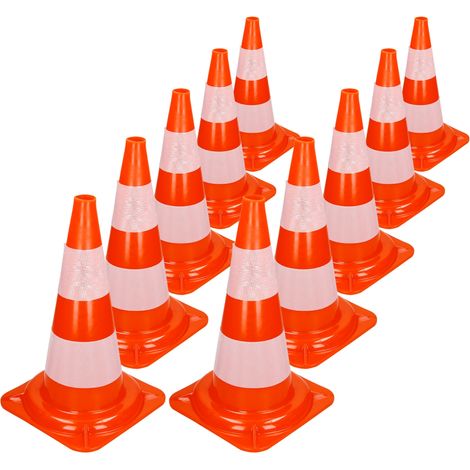 ECD Germany 10x Cono Segnaletico Spartitraffico Pilone Traffico Stradale 47 cm Arancione-Bianco Piloni Strisce Riflettenti Avvertimento di Traffico Cono di Sicurezza Impilabili Flessibile Rifrangente (1/5)