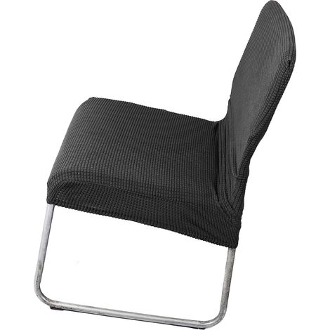 Housse de chaise de salle à manger en fibre de polyester extensible épaisse, imperméable et anti-poussière, pour la maison, le bureau ou le restaurant, noire. (1/5)
