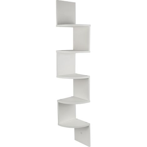 HALOYO Scaffale Mensole Angolare a Parete con 5 Ripiani Mobile di Legno per Cucina Camera da Letto Soggiorno 2020120cm bianco