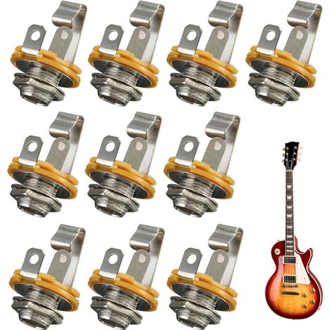Lot de 10 Embase Jack Femelle 6.35 mono pour Guitare Basse (1/5)