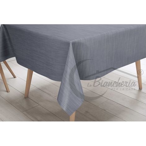 TOVAGLIA LIMA © in TELA CERATA plastificata LAVABILE idrorepellente in PVC UNITO GRIGIO made in Italy Cm. 140x180 x6 persone