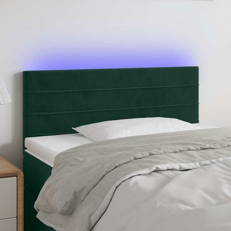 Tête de lit à LED Style Classique Armoire de lit - Vert foncé 100x5x78/88 cm Velours BV390013 - BonneVie (1/5)