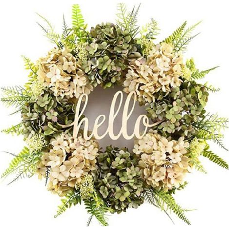 Guirlande De Hydrangea - 45 Cm - Pour Porte D'Entrée Extérieure Ou Intérieure - Décoration Rustique Printemps Été - 1 Pièce (1/5)