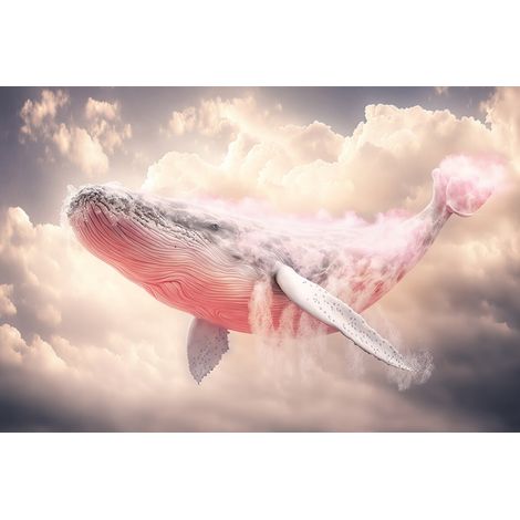 Tableau sur toile baleine rose 30x45 cm - Impression sur Toile Murale Décorative - Image imprimée en HD sur Toile - Toile sur Châssis en Bois FSC - Fabriqué en France (1/5)