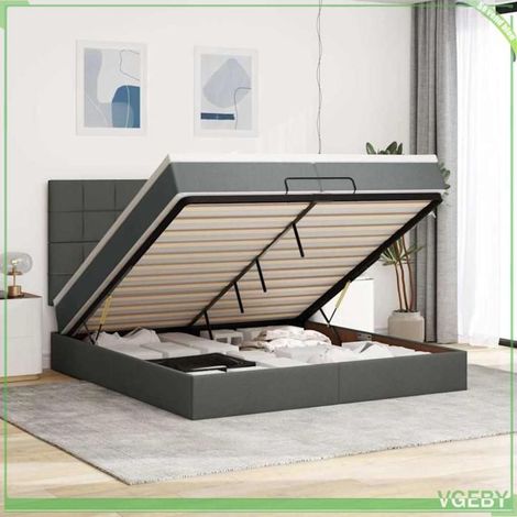 Cadre de lit ottoman avec matelas - Mod. 3314032 - Gris foncé - Rangement hydraulique - 200x200 cm (1/5)