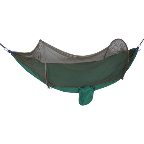 Hamac Double et Simple Portable pour Camping, Jardin et Intérieur avec Corde de Suspension Incluse - Vert Foncé