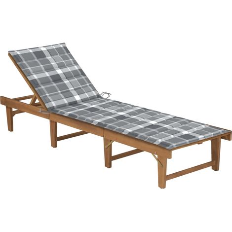 Chaise longue pliable avec coussin Bois d'acacia solide