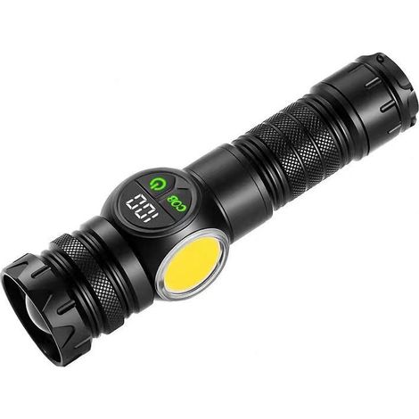 Ultrastarke LED-Taschenlampe, 2800 Lumen, wiederaufladbare Taschenlampe, magnetisierte Taschenlampe mit LCD-Digitalanzeige, COB-Seitenlichtern, 9 Beleuchtungsmodi, für Camping-Notfälle (1/5)
