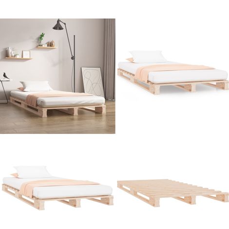 Lit de palette 90x200 cm bois de pin massif - Lit palette - Bois de pin massif (1/5)