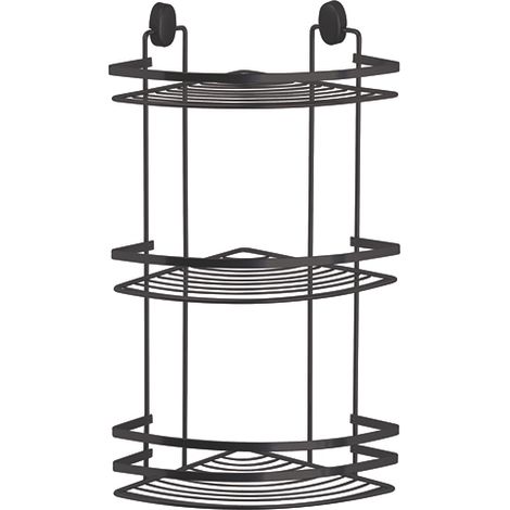 Mensola doccia angolare 3 ripiani in acciaio nero opaco Linea Cover Black Feridras