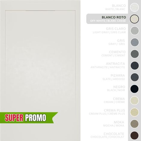 SOULBATH Plato de Ducha Extraplano Antideslizante – Resina Gel Coat - Textura Liso/Piedra – BLANCO ROTO - 170X70 - Extraplano 3cm - Incluye Válvula desagüe y Rejilla integrada mismo color (1/5)