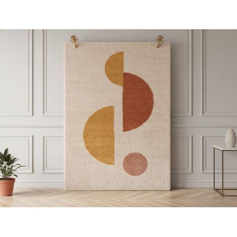 BOBOCHIC - Tapis poils longs ADELINE motif abstrait 200x290 Jaune (1/5)