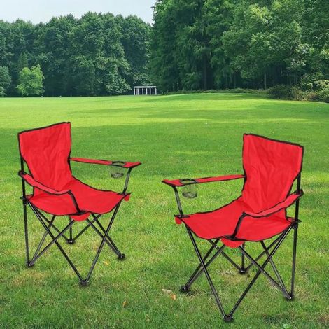 Chaise pliante portable pour camping--pêche, plage, randonnée, pique-nique-Pliable-Rouge (1/5)