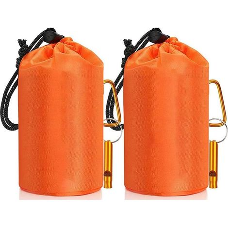 Emergency sleeping bags, outdoor camping emergency shelter packs, orange, 2-pack