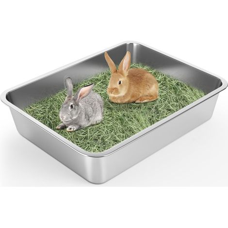 Large Stainless Steel Cat and Rabbit Litter, 45 x 35 x 10 cm (1/5)
