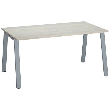 Bureau droit individuel chêne gris 160 x 80 cm, piétement métal aluminium - Arch - Maxiburo (1/3)