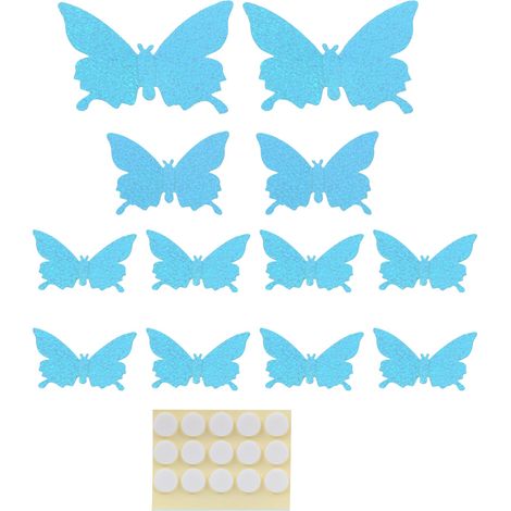 Autocollant tridimensionnel 12 pièces/ensemble, papier peint Flash de simulation, Art mural de salon de mariage pour la maison, bleu brillant