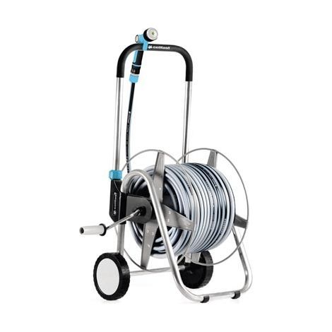 Manuelle Gartenschlauchaufroller (50 m) – Metallschlauchaufroller mit 2 Rädern – Wetterfest – Ergonomischer Griff (1/5)
