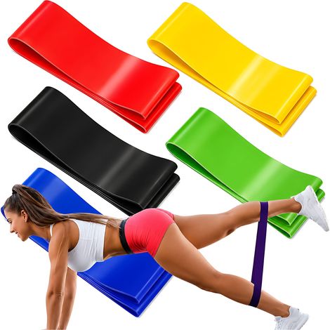 SET MIT WIDERSTANDSBÄNDERN FÜR FITNESSÜBUNGEN UND TRAINING, 5 Stück (1/5)