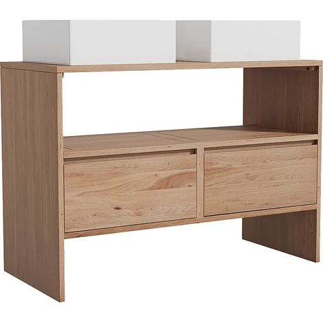 Mobile bagno in rovere massello con lavabo da appoggio quadrato Naturale chiaro 110 cm - CAVIZO (1/5)