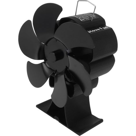 Ventilateur de poêle 6 pales noir, thermodynamique, sans électricité, pour cheminée, diffusion de chaleur efficace (1/5)