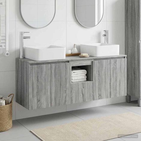 vidaXL Bathroom Cabinet Set 3 pcs Grey Sonoma 135 x 35 x 80 cm (1/5)