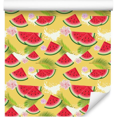 Sommerfrüchte-Tapete in Gelb und Creme für Wohn- und Schlafzimmer, 50 x 1000 cm (1/4)