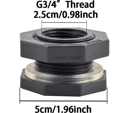 Kit de trop-plein pour récupérateur d'eau de pluie (A) 3/4" - Adaptateur de tuyau à connexion rapide pour aquariums, piscines et systèmes d'irrigation - Raccord de cloison en plastique (1/5)
