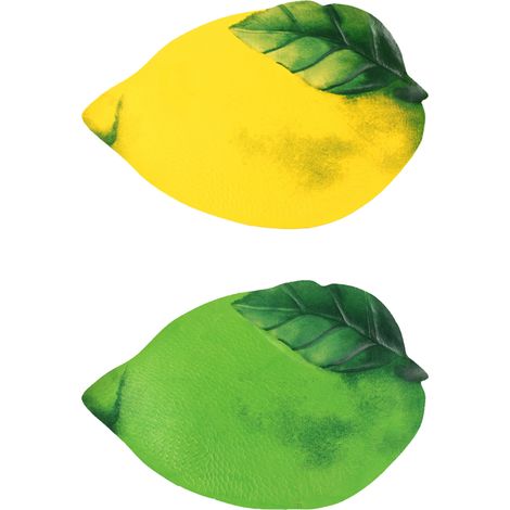 Set de table citron jaune pour mariage en extérieur, feuilles artificielles vertes, nouveau style, set de table/sous-assiette citron artificiel, 47 x 33,5 cm (1/5)