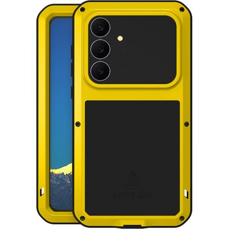 Coque Love Mei pour Samsung Galaxy S25 FE, renforcée avec verre, jaune (1/5)