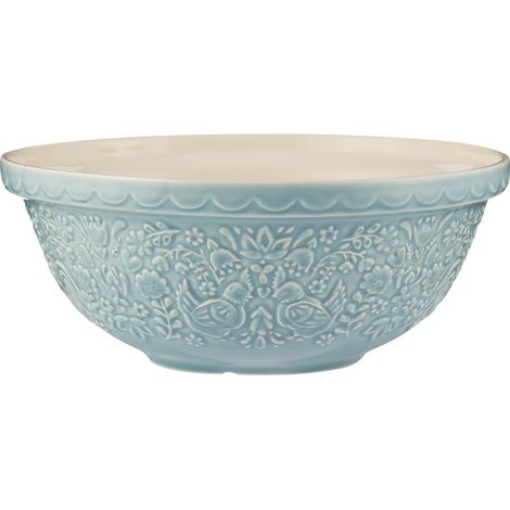 Bol à mélanger 26 cm Bol en faïence de 2,7 L avec motif poule et coq en relief Idéal pour mélanger la pâte, la pâtisserie, les gâteaux et les biscuits (1/5)