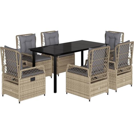 Maison Exclusive - Set comedor de jardín 7 pzas con cojines ratán (1/5)