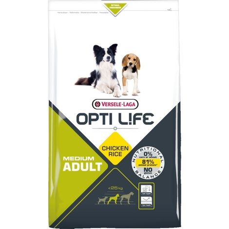 OPTI Life Croquettes pour chiens adultes de taille moyenne au poulet et au riz 12,5 kg Offre exclusive (1/3)
