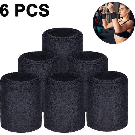 Lot de 6 bandeaux de sport pour poignets, idéaux pour le football, le basketball, la course à pied et autres activités athlétiques. (1/5)