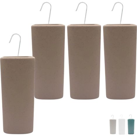 Set 4 Evaporatori d'acqua per termosifoni - mis. 8x4x19cm - Umidificatori termosifone in ceramica e gancio a S - Tortora (1/5)